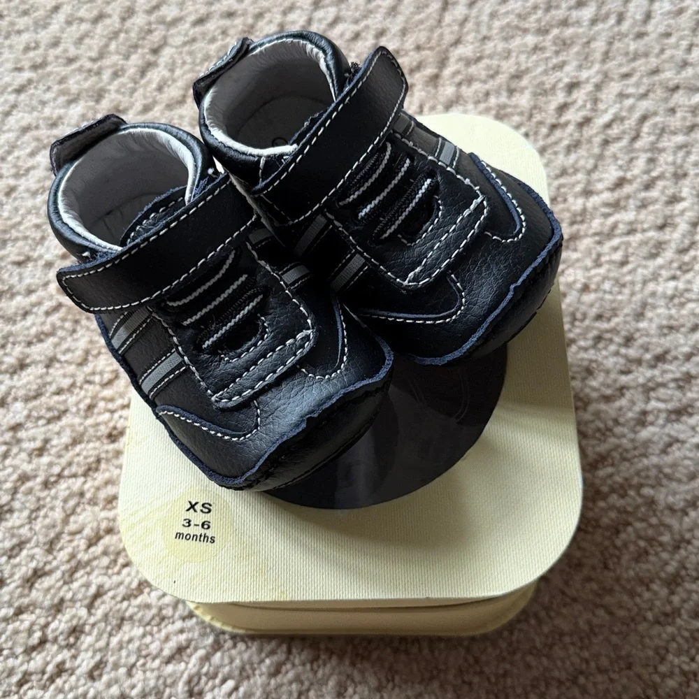 Vibrant black Baby Walker Shoes - Rileyroos